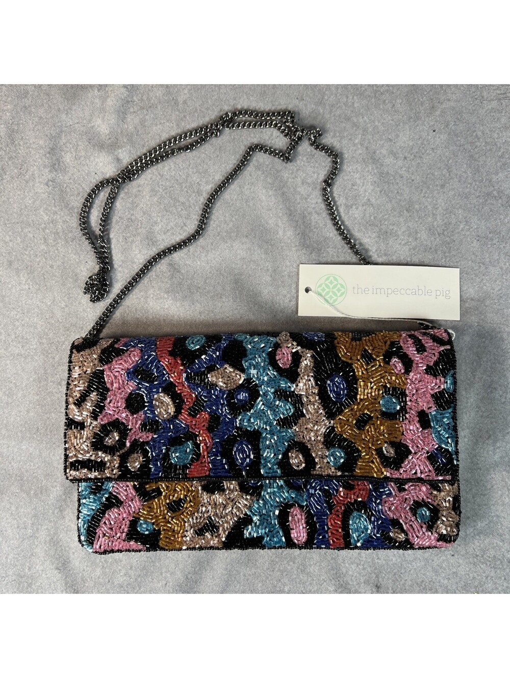 IMPECCABLE PIG Multicolor Beaded Print Clutch/Crossbody - 1075-1S